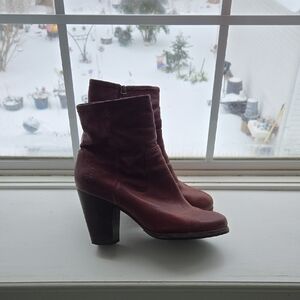 Frye Burgundy Leather Boots Size 9W